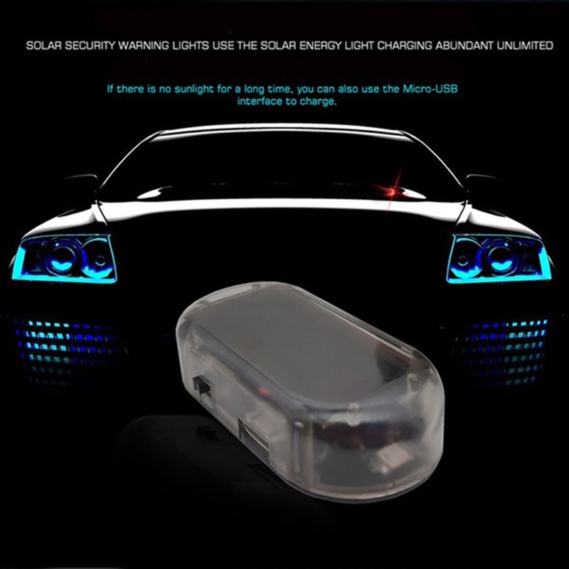 1pcs Solar Car Burglar Alarm 6LED Flashing Anti-theft Warning Light GSPX D141 Blue 