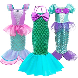 Disfraz de Cosplay de sirenita, vestidos de sirena para niñas de moda, fiesta de Halloween para niños, vestido de princesa Ariel, vestido de sirena #10