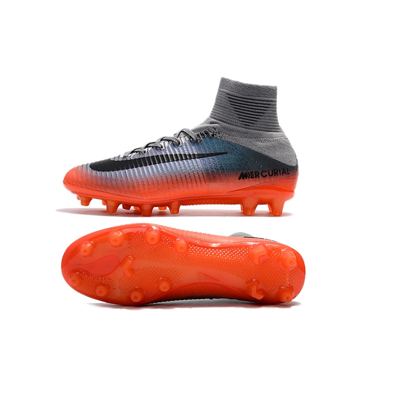 mercurial superfly v ag gris naranja alta parte superior zapatos de fútbol zapatos de fútbol para hombres y mujeres | Colombia