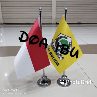 Image of Poste de mesa stenlis + GOLKAR + bandera de fiesta de INDONESIA