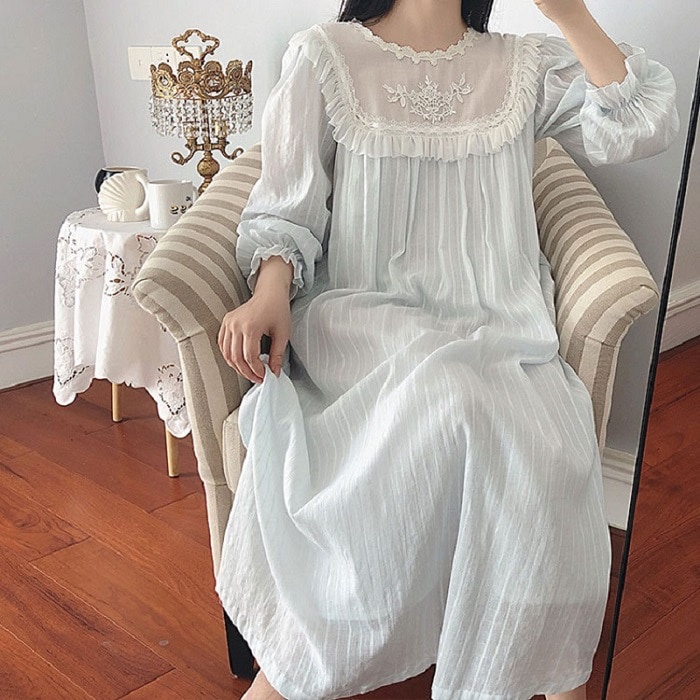 Pijamas Mujer Y # 39 ; s Vestido Princesa Dormir Camisas Vintage Estilo Encaje Bordado Camisón Victoriano Salón Ropa De BRVU | Shopee Colombia