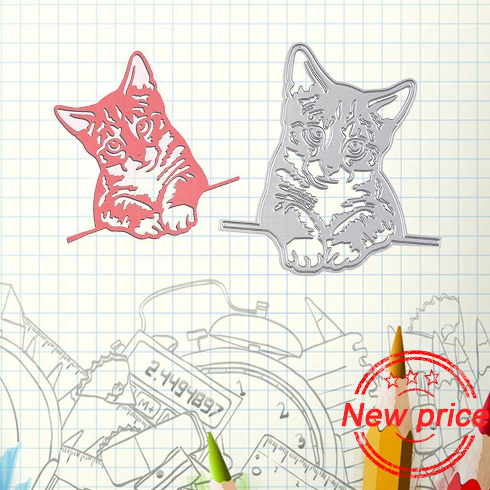 3 troqueles de corte de metal para gatos que miran papel decorativo para hacer tarjetas plantillas para álbumes de fotos YunTrip Animales para cortar gatos suministros 