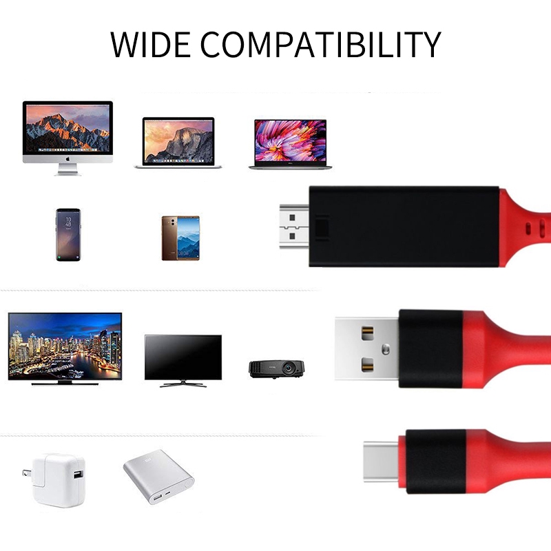 Image of Cable USB tipo C a HDMI 6.6ft adaptador convertidor Cable de carga USB Ultra HD 4k HDTV Video para Samsung S10 S9 S8 Note 8 9 LG #3