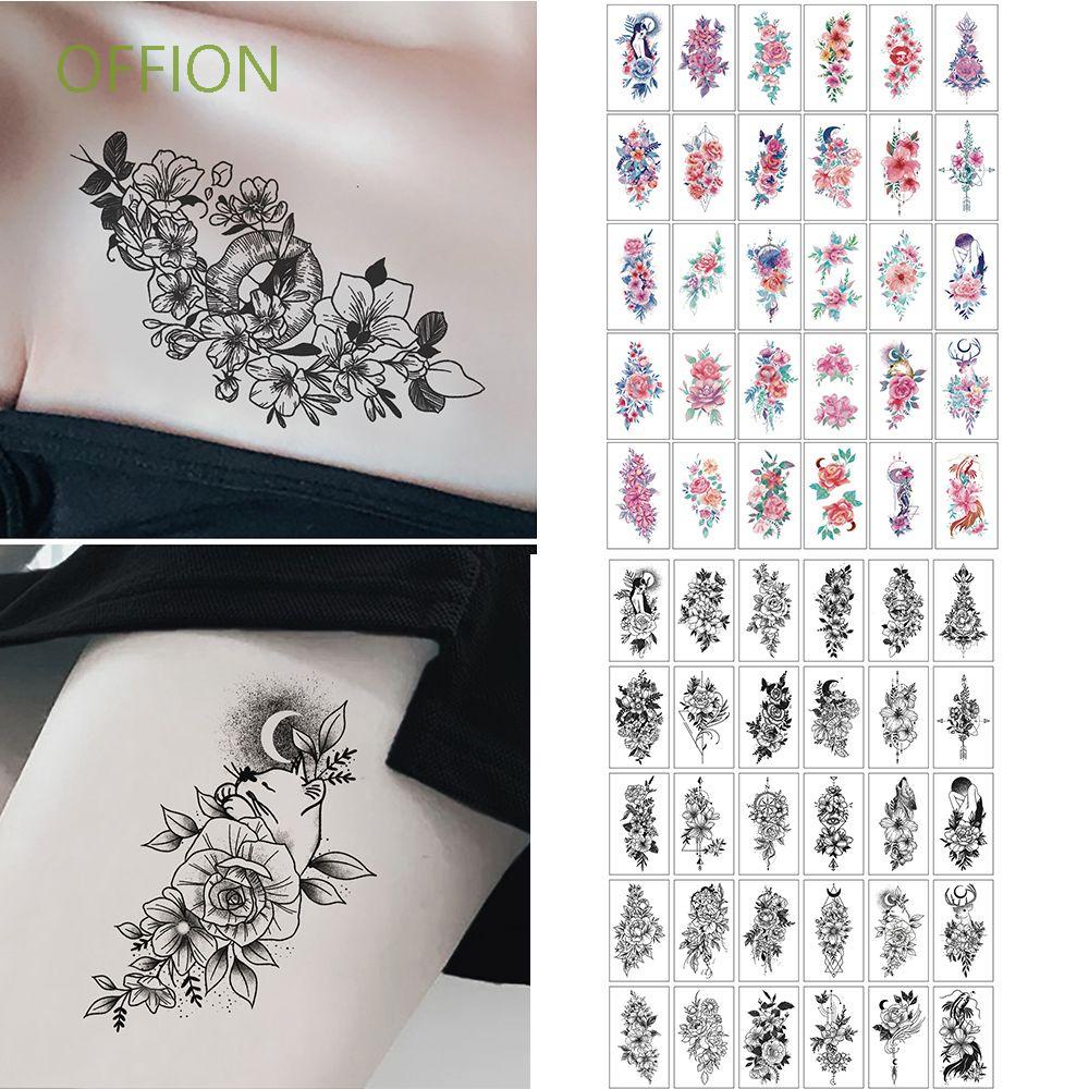 OFFION 30 Unids/Set Nuevos Tatuajes Temporales Mujeres Falso Tatuaje Cuerpo  Pegatinas Moda Rosa Negra Fácil De Usar Flores Varios Brazo Adhesivo |  Shopee Colombia