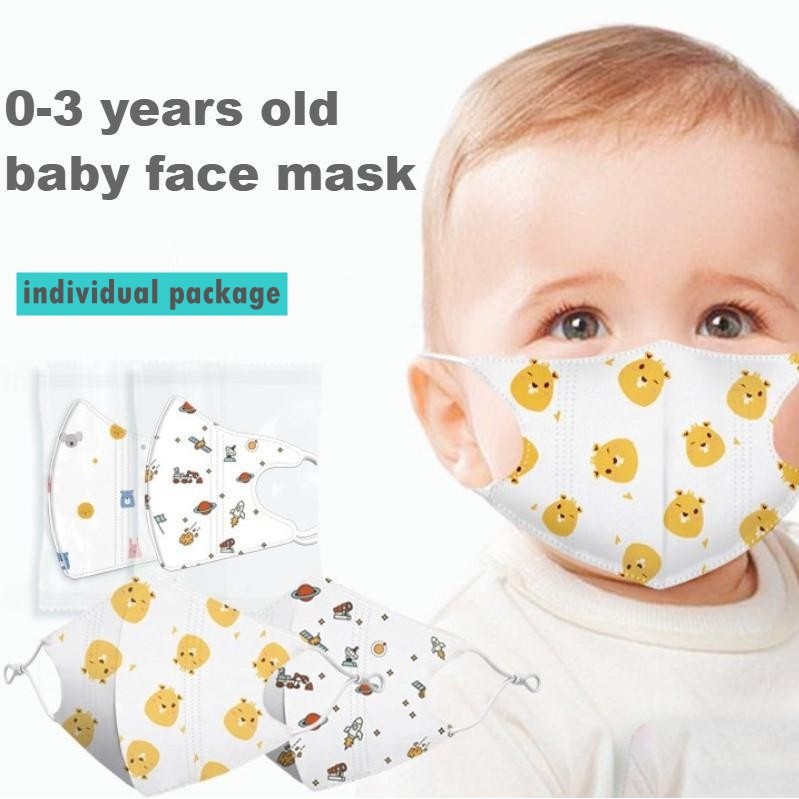 Image of 0-3 Años 3D 4 Capas Mascarilla Facial Para Bebés Infantil Desechable Para Niños Con Diseño De Hebilla De Ajuste (Calidad De Marca) #2