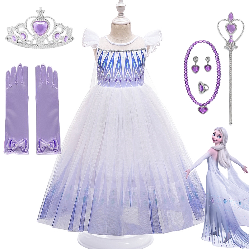 Embalaje original | Frozen 2 Fantástico Anna Elsa 2 Princesa Vestido Blanco  Disfraz De Halloween Largo De Los Niños De Novia | Shopee Colombia