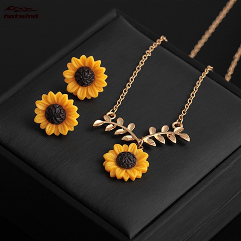 Set De aretes collar De Flores De girasol creativo a la Moda Para joyería  regalo | Shopee Colombia