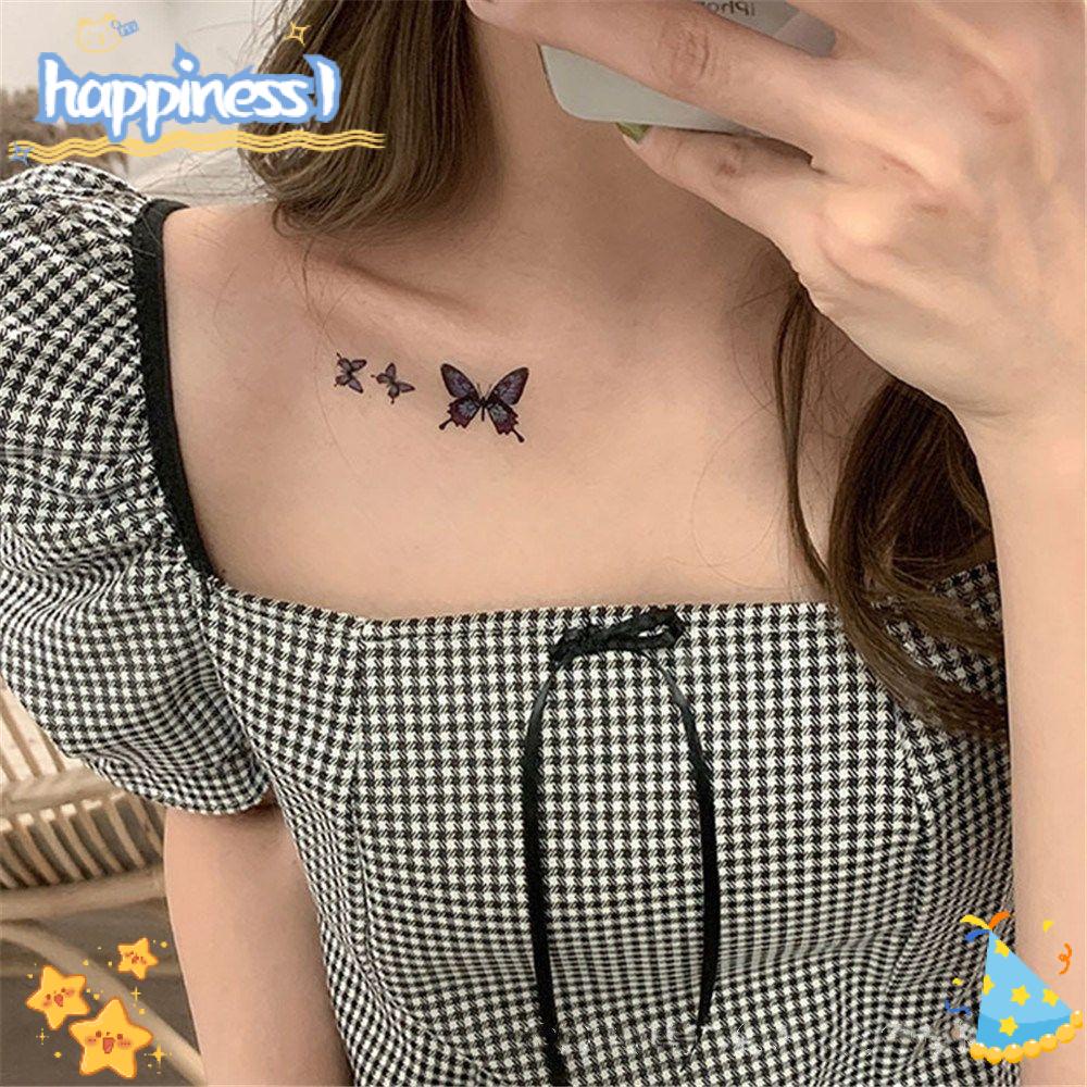 Felicidad Arte Corporal Azul Mariposa Hombres Mujeres Fiesta Calcomanías  Tatuaje Pegatinas 3D Patrón Impermeable Temporal Tatuajes Clavícula |  Shopee Colombia