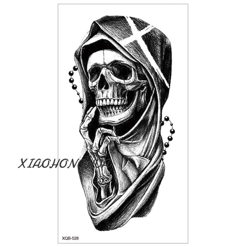 Small full-arm tattoo sticker waterproof and durable half-arm skull English letter other shore flower tattoo sticker
