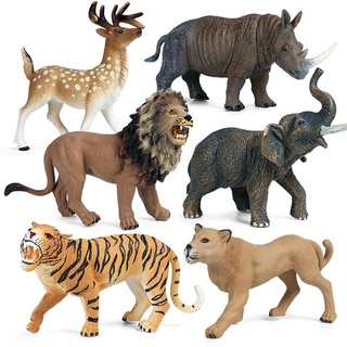 Figura De Acción Grande De Plástico De Animales De Vida Silvestre Modelo De Juguete Elefante León Tigre Rinoceronte Blanco Cola Ciervo Cheetah Para Niños #1