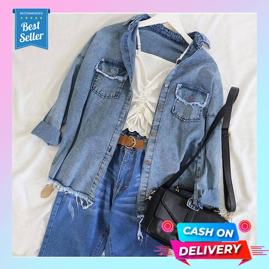 Levis Oversize Jumbo chaquetas para las mujeres de gran tamaño Ld 150Cm Jeans chaquetas de mezclilla chaquetas para las mujeres niñas última niñas Runa Oversize camisa flecos #3