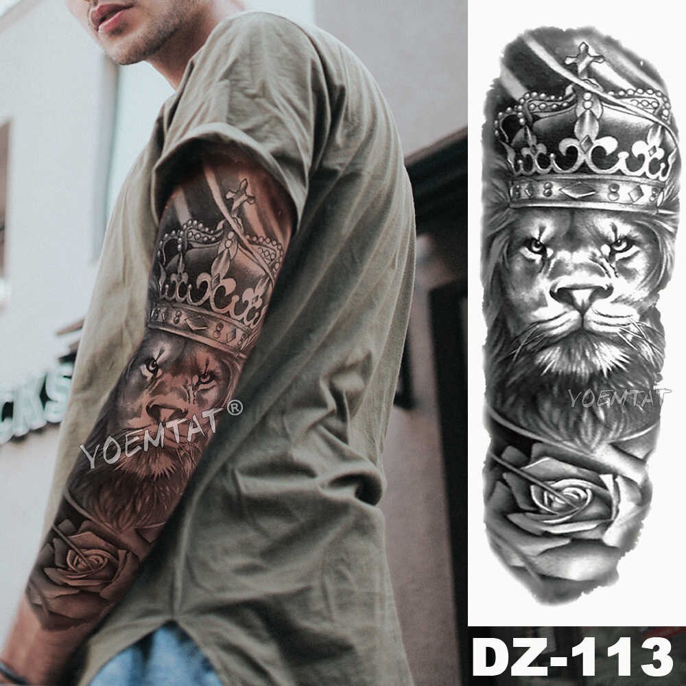 Image of impermeable temporal falso tatuaje pegatina calavera animal esperanza hombres mujeres completo tótem tatto gran brazo manga tatuaje #8