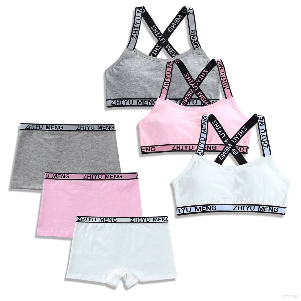 GR] Niñas Sujetador Conjunto Adolescentes Para Niña Niños bralette tops  Algodón Estudiante Ropa Interior 16 base 14 Años beauti | Shopee Colombia