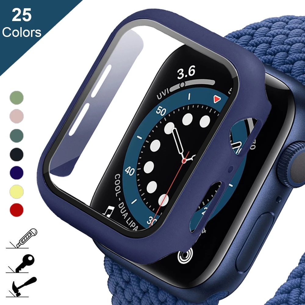 Estuche De vidrio+funda Para Apple watch Serie 6 5 4 3 2 1 Se 44mm 40mm estuche Iwatch 42mm 38mm Bumper protector De pantalla+funda Para reloj De accesorios #10