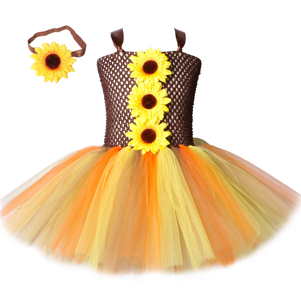 Girasol Niñas Tutú Vestido Con Diadema Niños Otoño Woodland De Hadas Disfraz  Para Halloween Día De Gracias Vestidos De Fiesta | Shopee Colombia