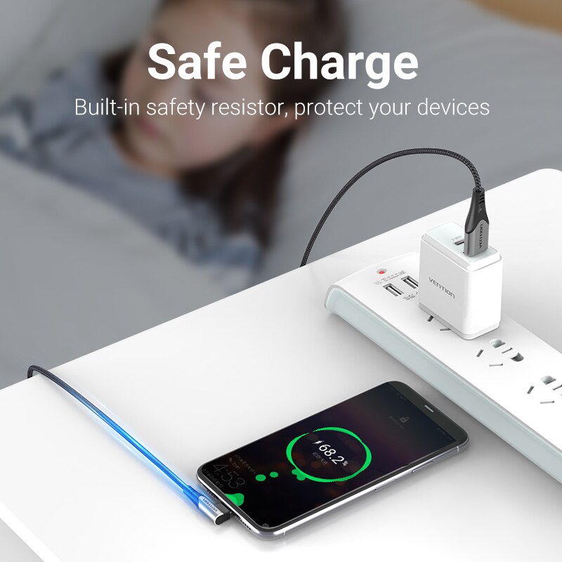 Vention 5A Cable USB Tipo C Super Charge 40W Carga Rápida 3.0 SCP Cargador De-Extra Largo Durable Nylon Trenzado Para Huawei Samsung Xiaomi Teléfono Móvil