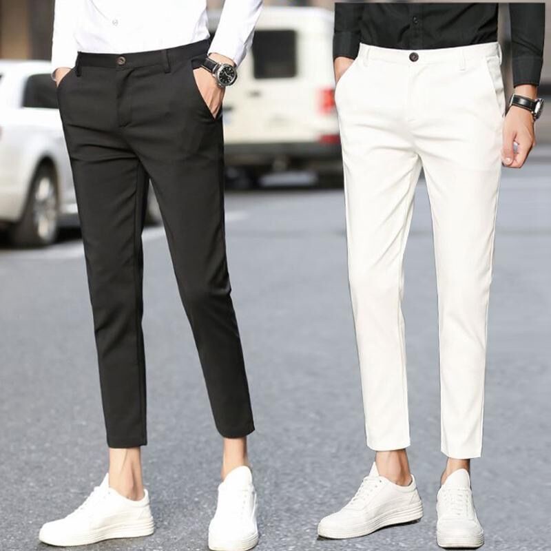 Pantalones Formales Para Hombre De Negocios Casual Recto Tobillo Pantalón  Oficina Coreano Blanco Caqui Holguras | Shopee Colombia