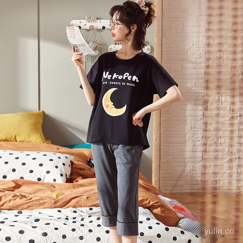 Pijama de Rayas Mujer de Manga Larga Conjunto Ropa de Casa de Cuello Redondo con Bolsillo Pijamas de Mujer de Algodon 2 Piezas Cómodo para Hogar NA Pijamas Mujer Largo 