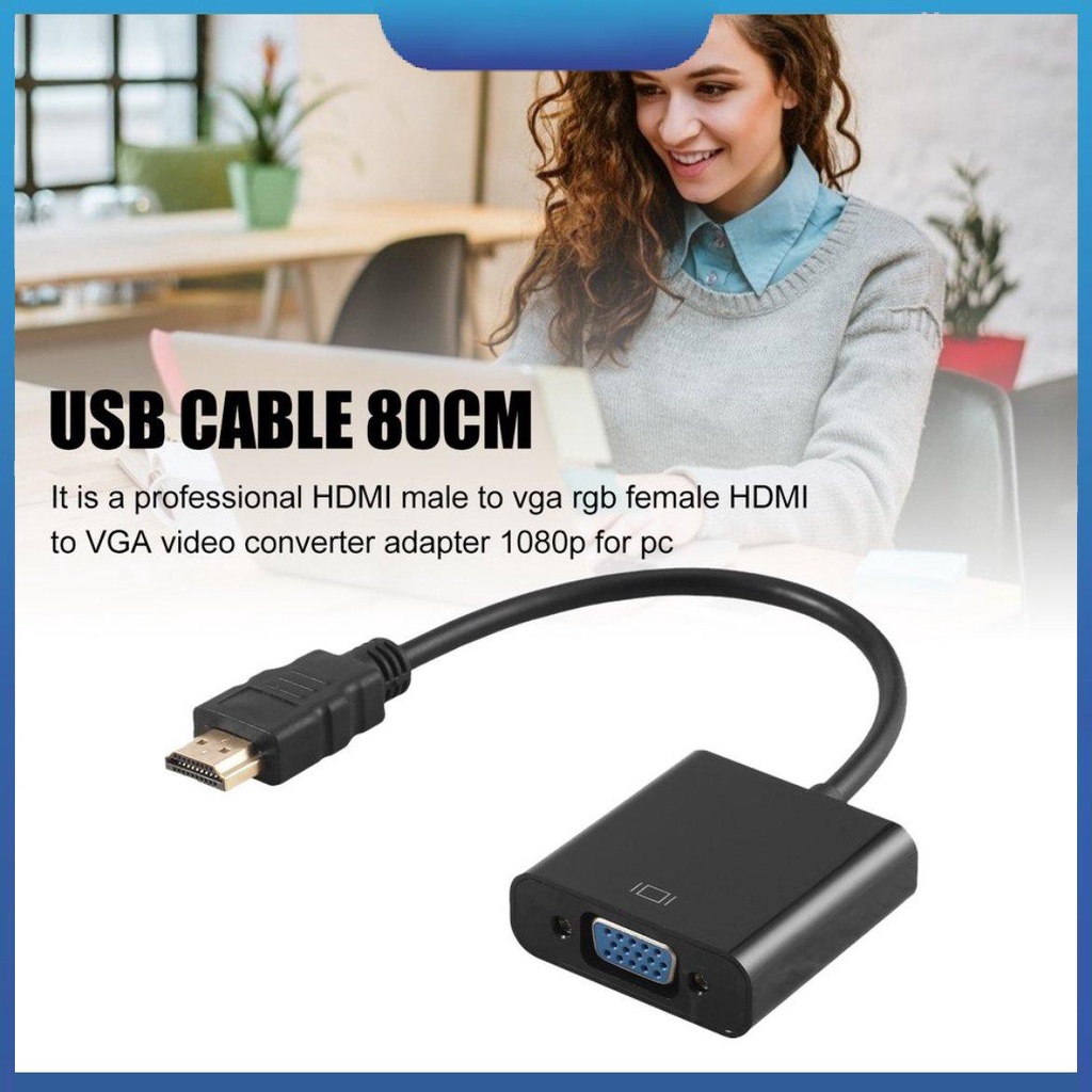 hdmi compatible macho a vga rgb hembra convertidor de vídeo adaptador 1080p para pc 2- 9 #1
