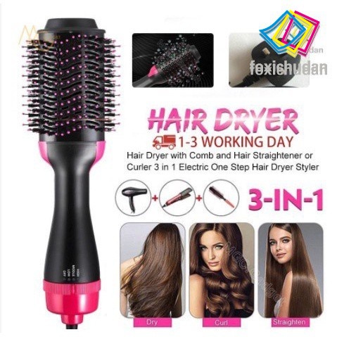 Haircomb] 3 en 1 secador de pelo de iones negativos cepillo de aire  caliente alisador de pelo peine rizado cepillo de peinado herramientas de  un paso a | Shopee Colombia