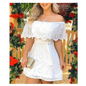 Mujer Nuevo Temperamento Blanco Vestido Corto De Un Hombro Cintura De Las Mujeres | Shopee Colombia