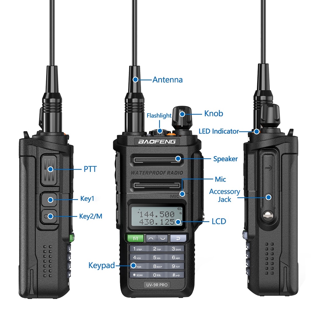 Image of Baofeng UV-9R Pro Impermeable IP68 Walkie Talkie High Power CB Ham UHF VHF Largo Alcance Plus Radio Bidireccional #4