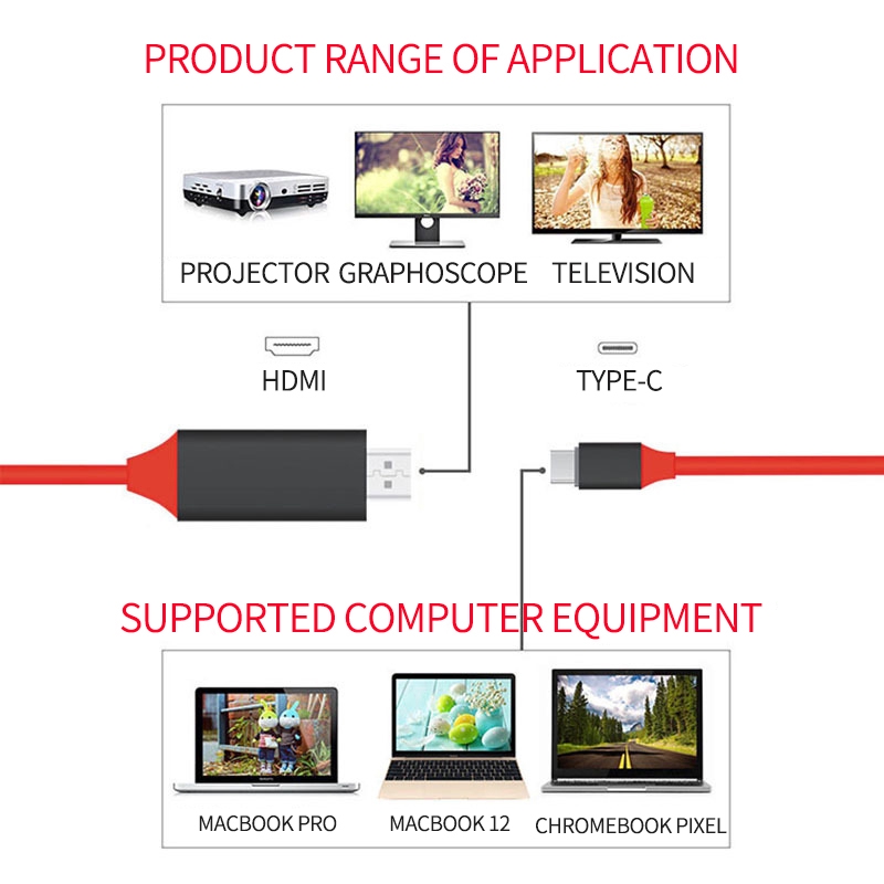 Image of Cable USB tipo C a HDMI 6.6ft adaptador convertidor Cable de carga USB Ultra HD 4k HDTV Video para Samsung S10 S9 S8 Note 8 9 LG #7