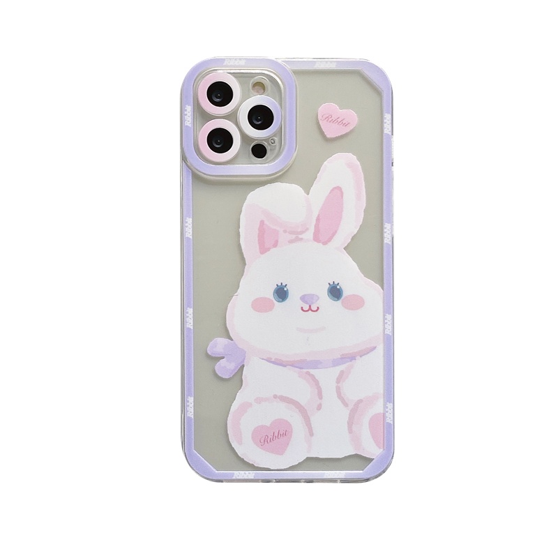 Bonito conejo rosa caso cubierta de teléfono blanco encaja iPHONE 