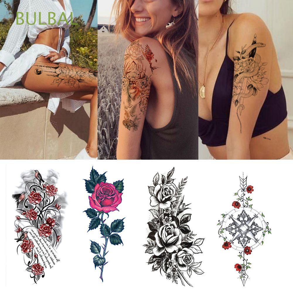 BULBAL New 3D Tattoos Arm Fake Sleeve Rose Flower Temporary Tattoo Women  Waterproof DIY Body Art Sticker Snake Lion | Shopee Colombia