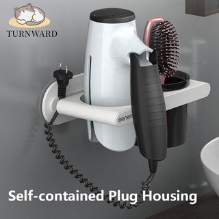 Image of TURNWARD Blower Frame Hair Dryer Rack Bathroom Punch-free Hair Dryer Holder Strong bearing capacity Waterproof Dressing Room Moisture-proof Comb Stand Makeup Organizer Not easy to rust Storage Shelf/Multicolor