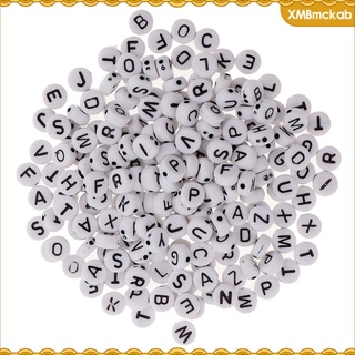 200 cuentas de letras mixtas acrílicas de plástico abalorios del alfabeto para hacer joyas, cuentas redondas a-z para pulseras, collares, llaveros y joyas #7