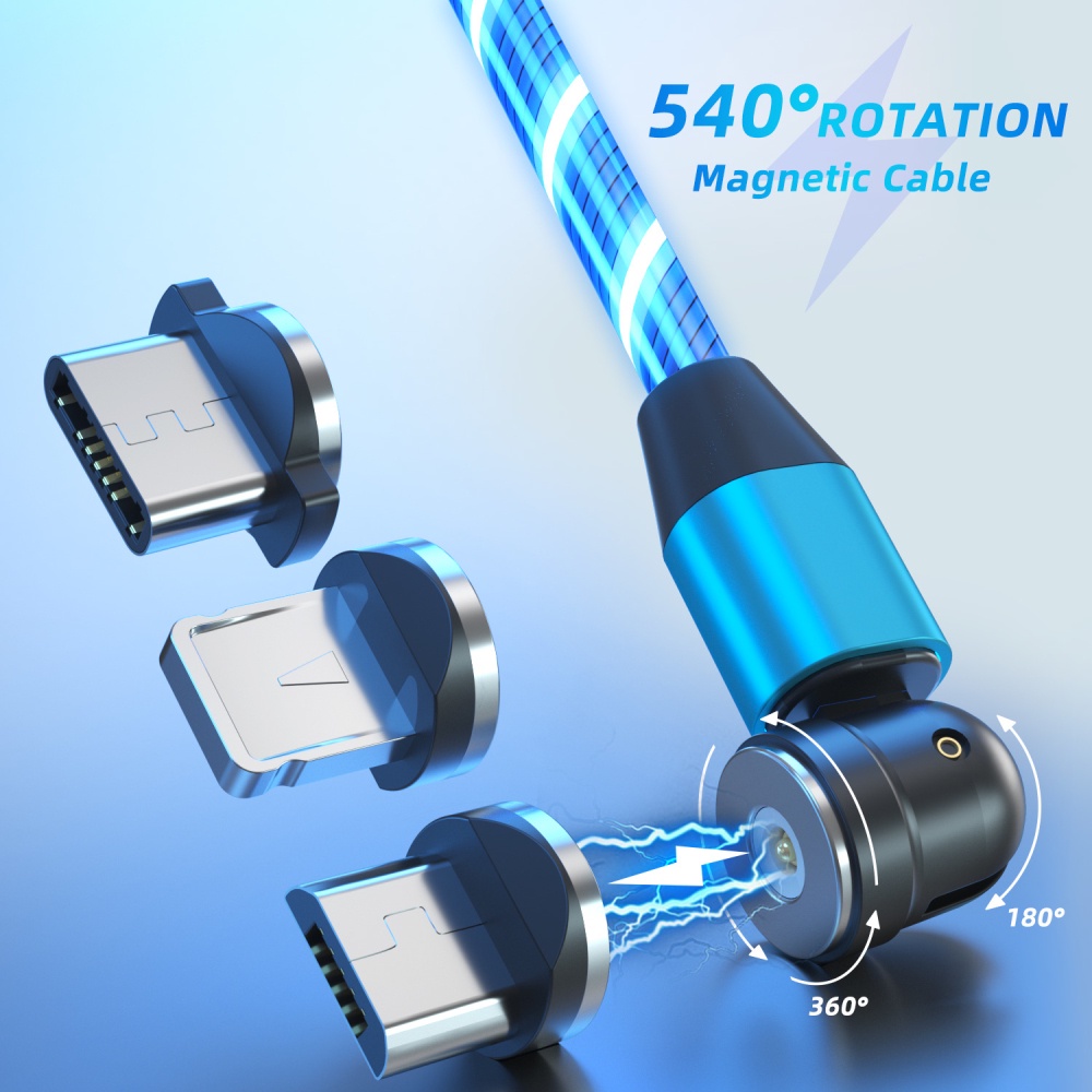 hub 540 Rotación De Luces LED De Carga Rápida Magnético Cable USB Tipo C Cargador USBc USBmicro Alambre Para iPhone 12 dturyu