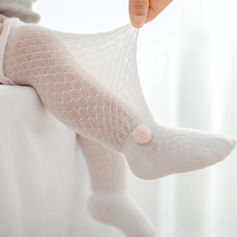 Calcetines de bebé de verano de malla delgada de seda de hielo de algodón bebé calcetines largos arco niña calcetines | Shopee Colombia