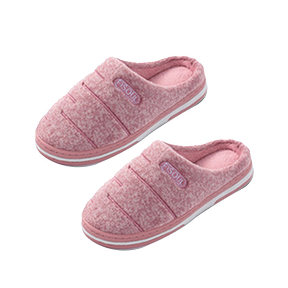 Zapatos antideslizantes de la raya de las mujeres zapatillas de espuma de memoria zapatillas de casa ligeras zapatillas de hogar y rosa claro 40-41 