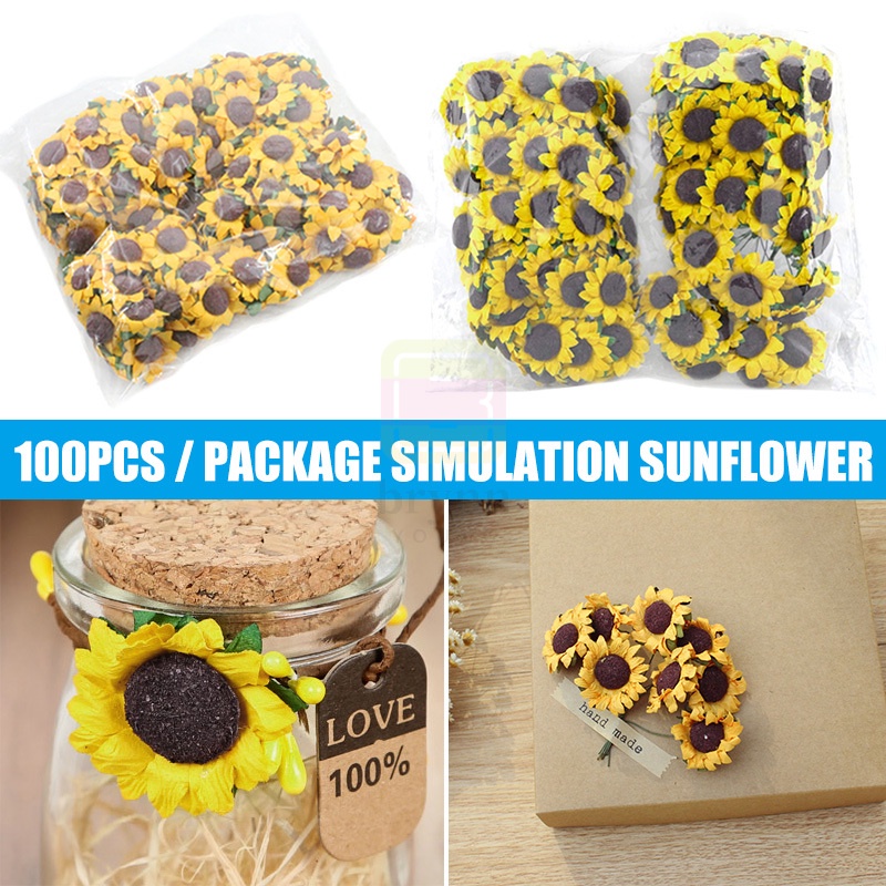 100 piezas de girasol casero de simulación de girasol para bricolaje,  fiesta de boda, decoración del hogar | Shopee Colombia