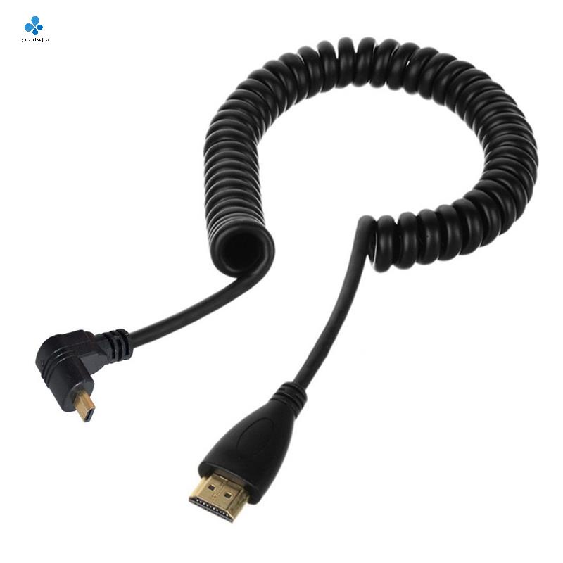 Image of 90 Degree Spring Extension HDMI Cable Micro-HDMI to HDMI Male HDTV Cable for Tablet & Camera UP #0