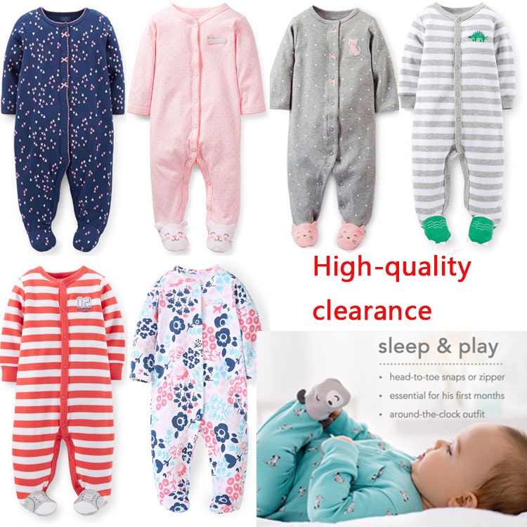 Bebé Niños Niñas Recién Nacidos De Algodón De Pie Pijamas Ropa De Dormir Trajes Shopee