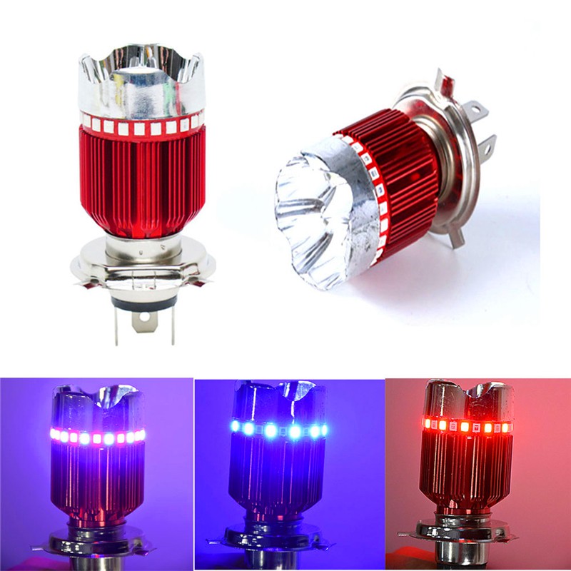 2 pzas bombilla De faros delanteros Para Motocicleta H4 faro De niebla Led blanco y señal Rgb #3