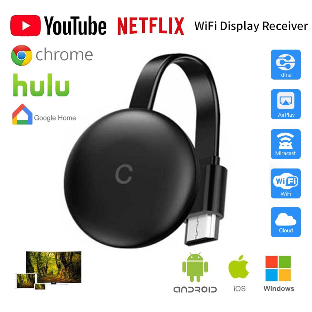 Stick De TV para El Nuevo Google Chromecast 3 para Netflix Youtube WiFi 1080P Pantalla HDMI Dongle Inalámbrica Miracast para Smartphone PC TV Monitor Proyector