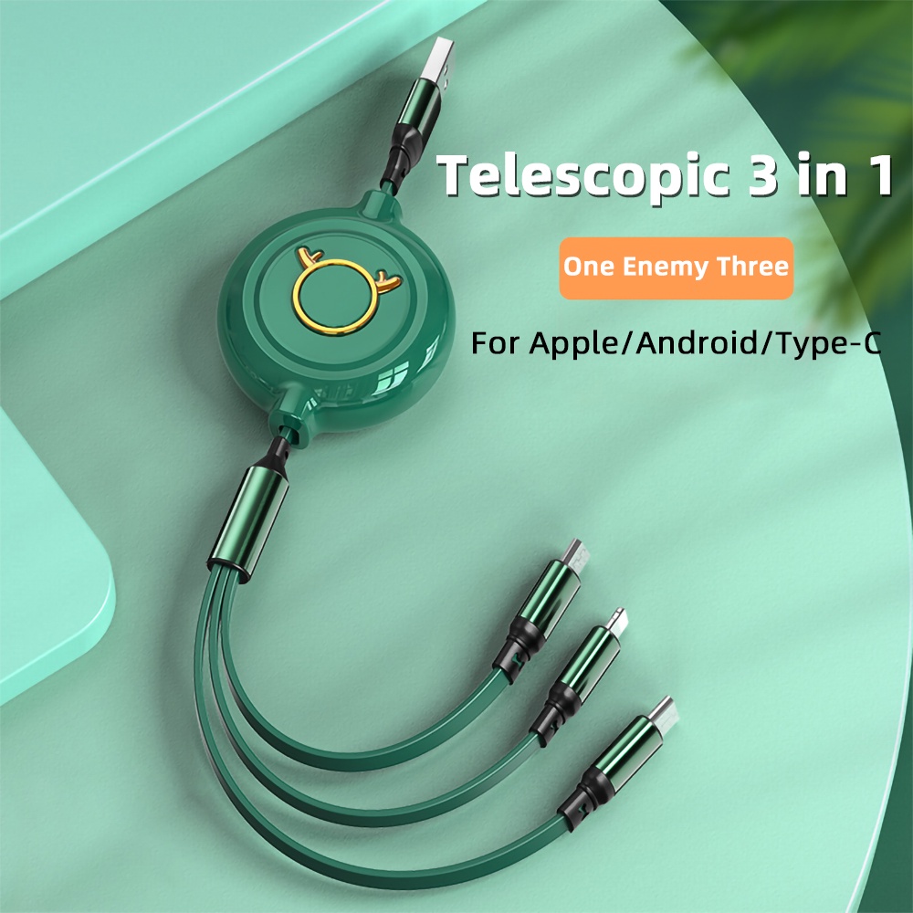 5A 1.2m 3 En 1 Cable USB Tipo C Micro Carga Rápida 8 Pines Para iPhone iPad Huawei P40 Honor Samsung Supercharge