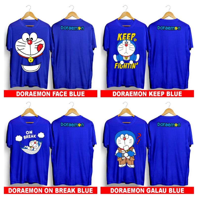 Camiseta camiseta Doraemon cara azul de dibujos animados sonriente