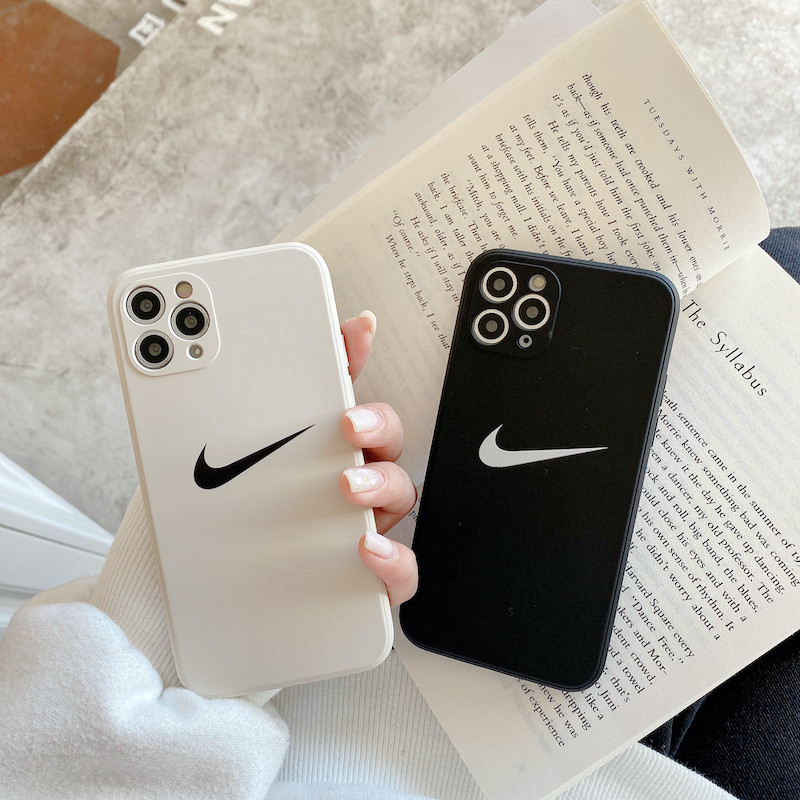 Funda De Teléfono Nike Swoosh Negro Blanco Para iPhone 14 13 12 11 Pro Max XS XR 7 8 Plus Goma De Silicona Líquida Estampado Lateral | Shopee Colombia