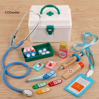 Image of AU2W COD☯13Pcs/Set Wooden Pretend Play Doctor Medical Kit Tools Educational Kids Toy
