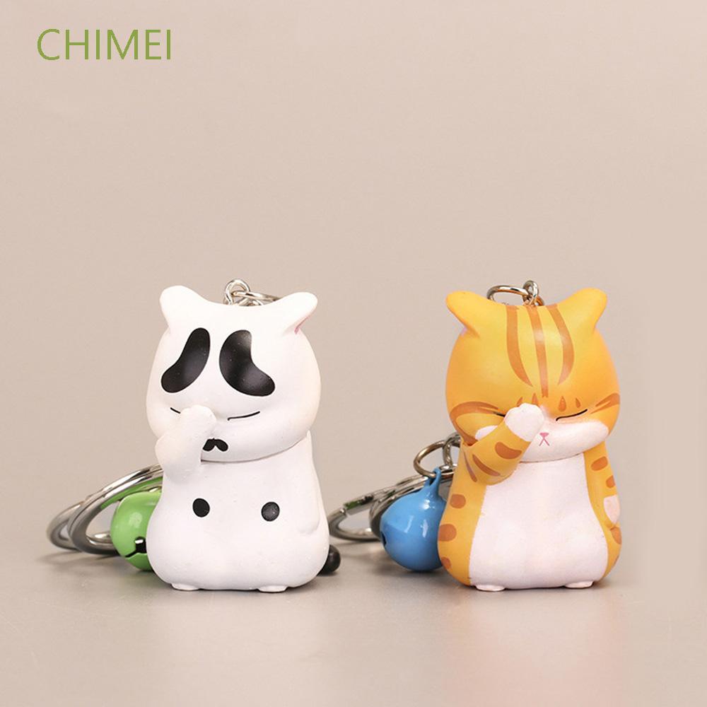 CHIMEI Fashion Jewelry Animal Keyrings Cute Bag Decoration Shy Cat  Keychains New Cartoon Bell PVC Door Key Car Key Chubby Kitten/Multicolor |  Shopee Colombia