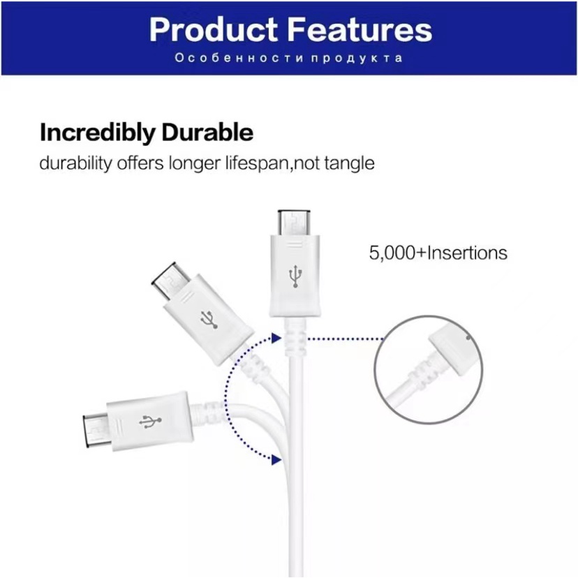 Image of Samsung Micro USB Cable De Datos Android Carga Rápida Adecuado Para S6 S7 Note4 Note5 J5 J7 J2 J4 Prime De #3