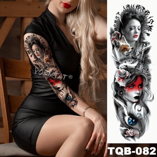 Image of thu nhỏ impermeable temporal falso tatuaje pegatina calavera animal esperanza hombres mujeres completo tótem tatto gran brazo manga tatuaje #4
