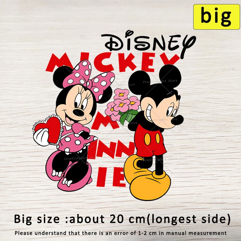 Image of Mickey Minnie DIY Transferencia De Calor Ropa Pegatina Disney Plancha En Parche Bebé Disfraz Decoración Lindo Dibujos Animados Camisa Parches #7