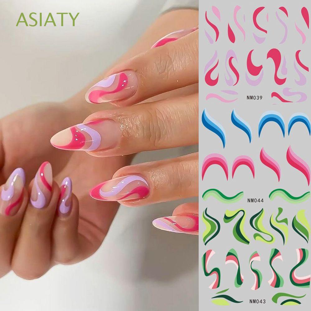 ASIATY 12 Patterns Nail Water Decals 3D Transfer Sticker Swirl Lines Nail  Art Sticker Women Smiley Face Colorful Rainbow Abstract DIY Manicure  Decoration Nail slider Decals | Shopee Colombia
