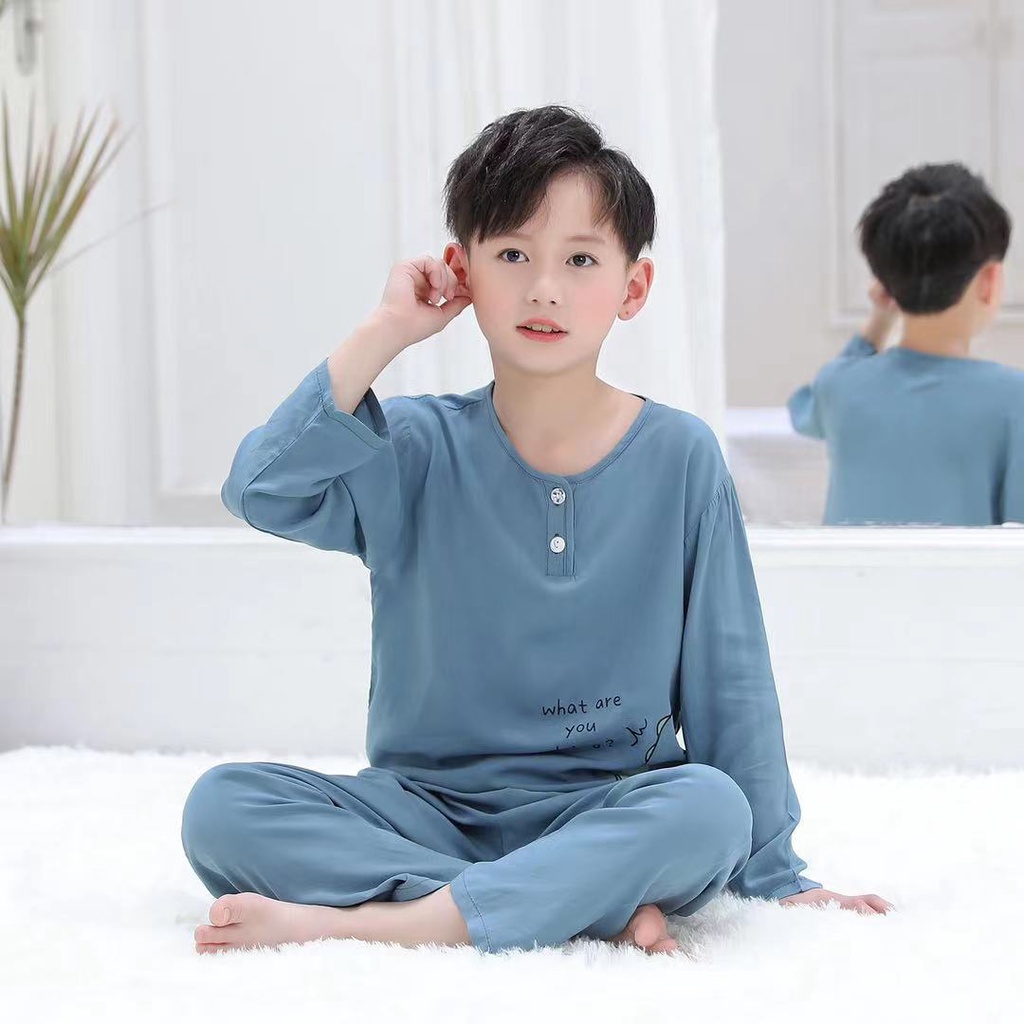 Conjunto De Pijamas Para Niños Ropa De Dormir Niño Grande Casa Delgada 2  Piezas Tops De Dibujos Animados + Pantalones | Shopee Colombia