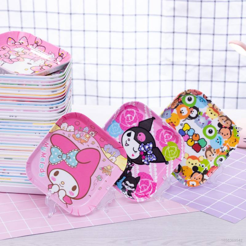 Graf new TSUM melody Iron man hello kitty Platos Cubiertos snack Lindo Plato De Hueso Cuadrado De Fruta Creativa #5